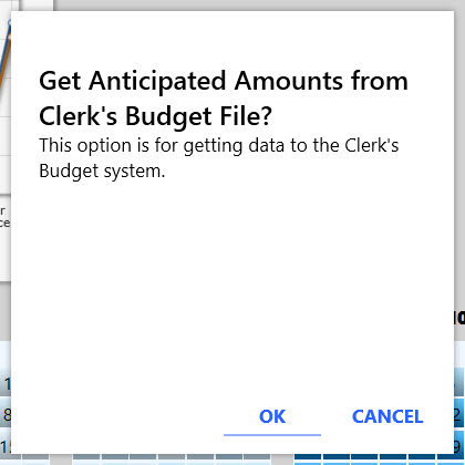 The Get Budget dialog window