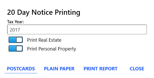 The 20 Day Notice Printing Dialog