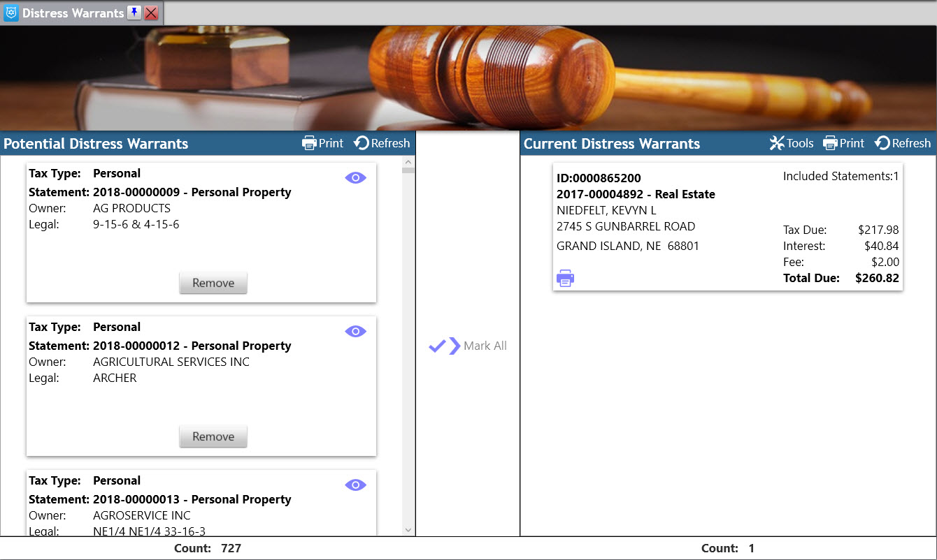 The Distress Warrant Screen