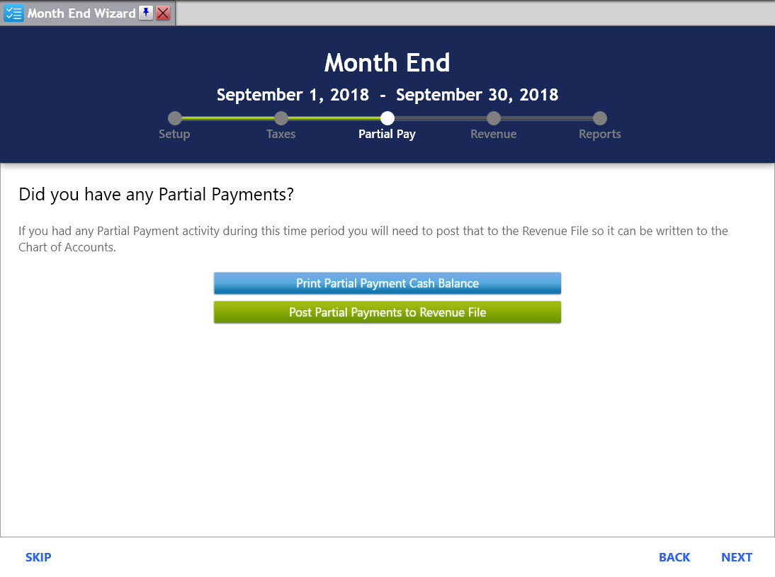 Month End Wizard Partial Pay