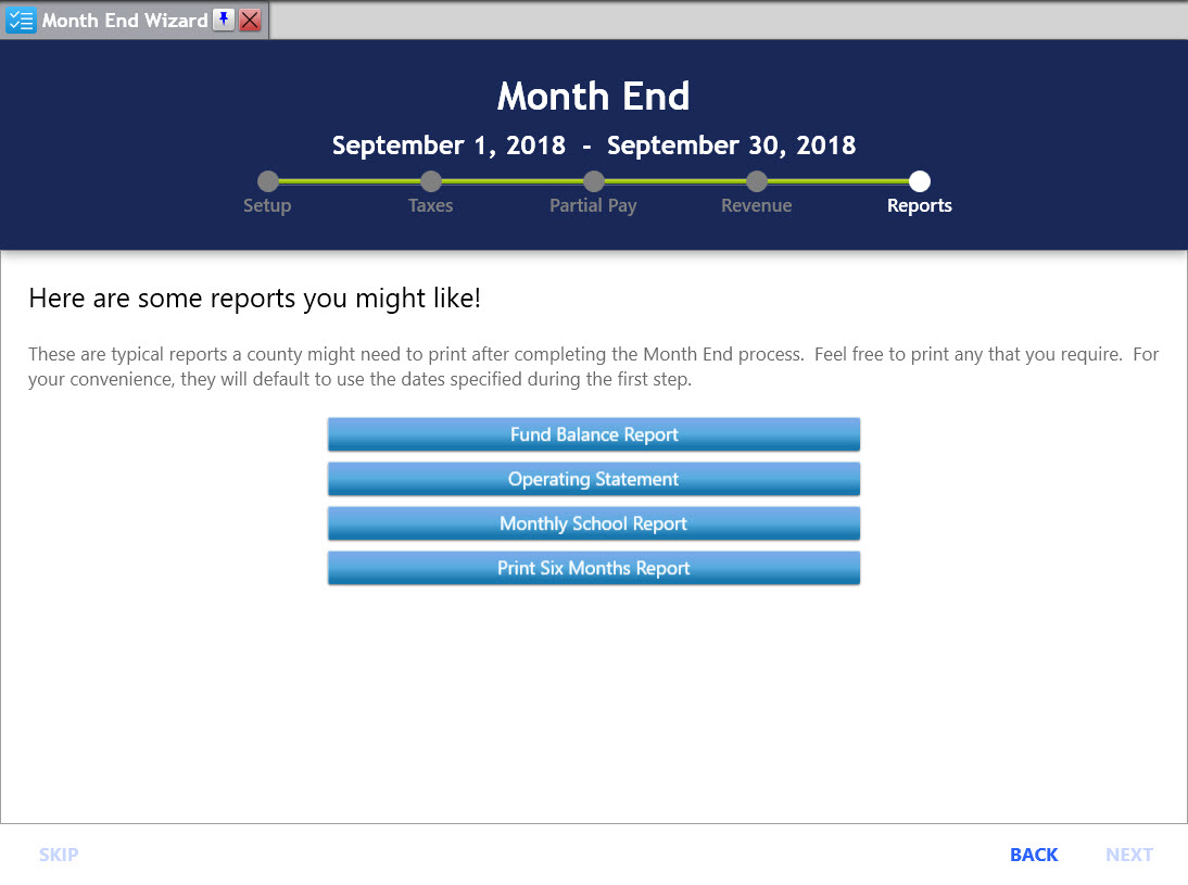 Month End Wizard Reports