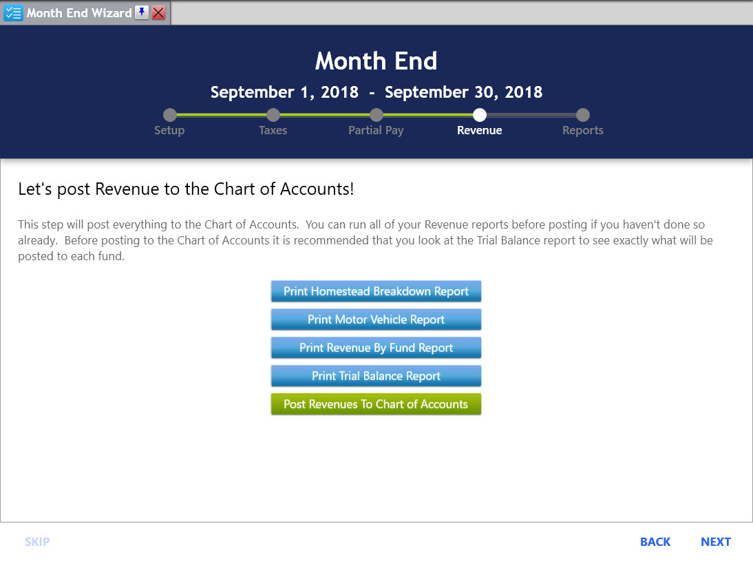 Month End Wizard Revenues