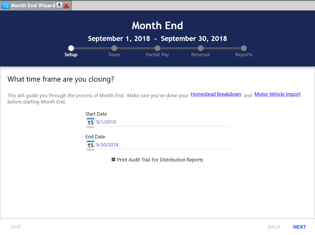 Month End Wizard Setup