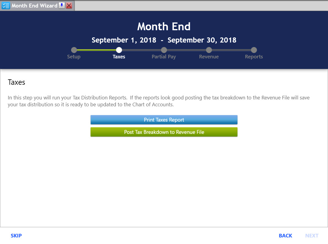 Month End Wizard Taxes