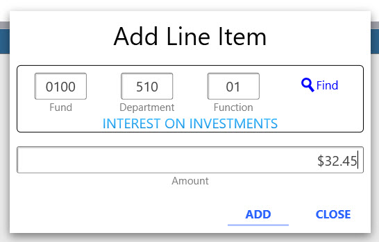 Line Item Entry Screen